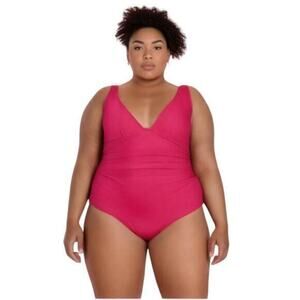 J.Crew V-neck one-piece in pink BF163 size 24 (3X) NWT